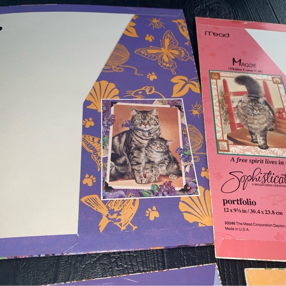 Vtg 90s Vivian Boswell Sophisticats Kitten Cat School Folder Mead Portfolio Lot - Picture 8 of 16